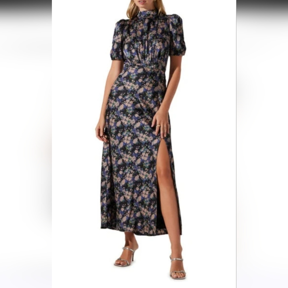 Astr The Label Tie Back Mock Neck Women's Maxi Dress Size XL Romantic